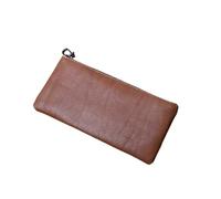 UALXPAO Coin Purse Leather Men's Long Wallet Top Layer Zipper Retro Hand Mobile Phone Bag Simple Ladies(Brown)