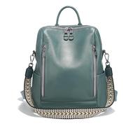UALXPAO Leather backpack woman Genuine Leather Backpack Knapsack Multi-pocket Design Simple Shoulder Bag for Work University Travel Business(Color 6)