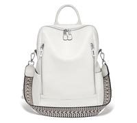 UALXPAO Leather backpack woman Genuine Leather Backpack Knapsack Multi-pocket Design Simple Shoulder Bag for Work University Travel Business(Color 7)