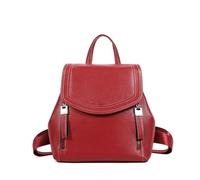 UALXPAO Leather backpack woman Genuine Leather Women's Designer Small Backpack Satchel Female Shopper Shoulder Bag for Work University Travel Business(Wine Red)