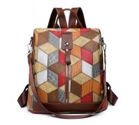 UALXPAO Leather backpack woman Plaid Backpack Women Soft Leather Daypack Female Large Rucksack Travel Bag Ladies Bagpack Big School for Girl for Work University Travel Business(Color 3)