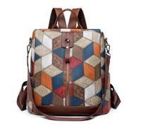 UALXPAO Leather backpack woman Plaid Backpack Women Soft Leather Daypack Female Large Rucksack Travel Bag Ladies Bagpack Big School for Girl for Work University Travel Business(Color 2)