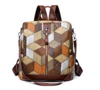 UALXPAO Leather backpack woman Plaid Backpack Women Soft Leather Daypack Female Large Rucksack Travel Bag Ladies Bagpack Big School for Girl for Work University Travel Business(Color 1)