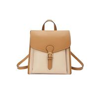 UALXPAO Leather backpack woman Women's Stylish Two - tone Leather Backpack with Gold Buckle Detail Ideal for Daily Looks for Work University Travel Business(Color 4)