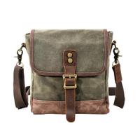 UALXPAO Man canvas messenger bag Men's Retro Green Waxed Canvas With Leather Leisure Crossbody Sling Shoulder Bag Outdoor Travel Messenger Bags(Color 3)