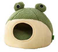 UALXPAO Plush Pet Bed Pet Nest Winter Protect Cold Warm Dog Den Cat Villa Small Frog Shape Semi Enclosed Kitten Puppy Plush Mattress Supplies(Stereoscopic fossa)