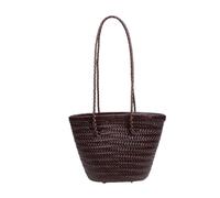 UALXPAO Summer Beach Straw Bag Hand-woven Tote Bag Genuine Leather Large Vegetable Basket With Woven Inner Pocket for Holiday Travel Shopping Picnic Beach(Coffe C)