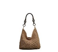UALXPAO Summer Beach Straw Bag Summer Straw Weaving Beaded Single Shoulder Tote Bag Women's Beach Vacation Sand for Holiday Travel Shopping Picnic Beach(Khaki)