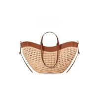 UALXPAO Summer Beach Straw Bag Women’s Woven Tote Bag, Large Capacity Straw Beach Handbag, Simple Casual Shoulder for Summer for Holiday Travel Shopping Picnic Beach(Cognac Tote Sml)