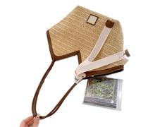UALXPAO Summer Beach Straw Bag Women's Large Capacity Shoulder Bag Summer Straw Woven Basket Handbag Female for Holiday Travel Shopping Picnic Beach(Khaki)