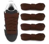 UamGlsob 2 Pairs 20mm Super Wide Chunky Fat Laces, Thick Cotton Flat Trainer Shoelaces for Campus Skate Shoes (Brown-01, 36"/90cm)