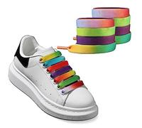 UamGlsob 2 Pairs Flat Shoelaces for Alexander Mcqueen Sneaker Rainbow,115cm