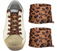 UamGlsob Wild Leopard Print Shoelaces, 8mm Spotted Laces for Sneakers, Boots & Trainers, Unisex Animal Pattern Shoe Accessory (Brown-Black,63"/160cm)
