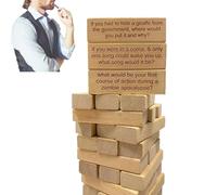 UANACIA Questions Tumbling Tower Game, 54 Pieces Questions Tumbling Tower Game, Funny Wood Blocks Stacking Tower Game, Wooden Tumbling Tower, Balance Stacking Tower Toy