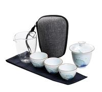 UANGLI Outdoors Portable Travel Teapot Set With 3 Cups 1 Gaiwan Porcelain Japanese Tea Set Gaiwan Ceremony Set Household Wine Set