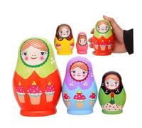 Uanqfegy 5-Layer Russian Nesting Dolls Set, Colorful Girl Pattern Wooden Matryoshka for Kids, Home Decor & Collectibles
