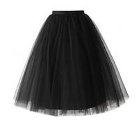 Uanqfegy 5-Layer Women's Tulle Skirt, A-Line Puffy Petticoat with Elastic Waist for Dance, Prom & Evening Dress(Black)