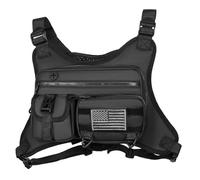 Uanqfegy 900D Running Vest with Multi-pocket Storage Chest Pack, Running Backpack Black 10.24x6.30x1.97