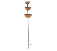 Uanqfegy Bird Water Bowl - 26.8 Inch Tall Garden Stake with 3-Tier Copper Finish, Rustic Metal Bird Bath