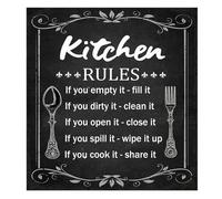 Uanqfegy Dishwasher Cover Magnet - Kitchen Rules Sign, Black Floral Decorative Appliance Cover for Washer Front 23x26 Inch