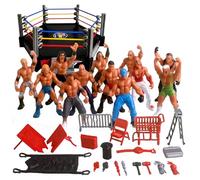 Uanqfegy Dynamic Wrestling Ring Playset with Spring-Loaded Mat - Wrestling Ring Toy with Flexible Ropes for Action Figures Kids Collectors, Hexagonal