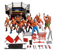 Uanqfegy Dynamic Wrestling Ring Playset with Spring-Loaded Mat, Wrestling Ring Toy with Flexible Ropes for Action Figures Kids Collectors, Hexagonal