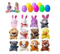 Uanqfegy Easter Egg Fillers, 12PCS Plastic Filled Eggs with Plush Animals - Surprise Toy for Basket Stuffers, Party Favors