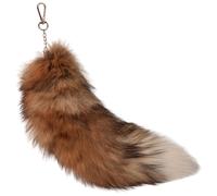 Uanqfegy Fox Tail Keychain - 40cm Fluffy Faux Fur Tail with Gold Clasp, Luxurious Soft Fox Pendant for Handbag Backpack Car Keys
