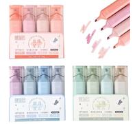 Uanqfegy Glitter Highlighters, 3 Sets 12 Color Sparkle Markers with Slanted Nib, Smudge-Proof for Notes, Diary, Scrapbooking