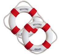 Uanqfegy Life Preserver Ring - 2Pcs 8 Inch Pool Safety Ring with Perimeter Rope, Portable Throwable Flotation for Swimming Pool