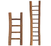 Uanqfegy Mini Ladders for Crafts - 2 Pcs Wooden Ladders Large & Medium Size, Dollhouse Decor Accessories Fairy Garden DIY Miniature Landscape Projects