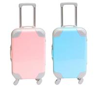 Uanqfegy Mini Suitcase - 2Pcs Realistic Openable Mini Luggage with Extendable Pull Rod & Movable Wheel, for Dolls Girls, Style 1