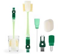Uanqfegy Multifunctional Bottle Cleaning Brush Set with 5 Interchangeable Heads, Cup Brush for Cleaning Water Bottles Straws Lids Hard-to-Reach Gaps, Green