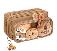Uanqfegy Pencil Case - Detachable Large Capacity Pencil Pouch with 10 Compartments, Zipper Pins Plush Stickers for School Office