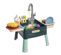 Uanqfegy Play Sink with Running Water for Kids 3+ - 23PCS Safe Plastic Toy Sink with Fruit Vegetable Cutting, Reusable Water Play Toys for Boys Girls