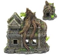 Uanqfegy Realistic Shrub Castle Aquarium Decor with Cave - Large Fish Tank Decorations Resin Hand-Painted Ornament for Betta Fish Shrimp Hiding and Playing