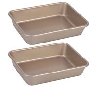 Uanqfegy Rectangle Cake Tins - 2PCS Carbon Steel Baking Trays, Non-Stick Heat-Resistant for Pie Cookie Pizza/8.5x6.5 Inch