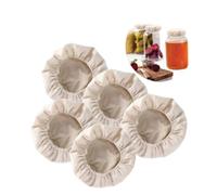 Uanqfegy Sourdough Starter Jar Covers 5 Pcs - Elastic Fermentation Lids for 4-4.5 Inch Unbleached Organic Cotton for Kefir Bread Starters