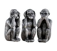 Uanqfegy Three Wise Monkeys Figurine - Minimalist Resin Monkey Figurines for Desk, Shelf Decor - Hear See Speak No Evil Home Office Accents