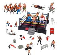 Uanqfegy Wrestling Ring Playset with Spring-Loaded Mat - Dynamic Wrestling Ring Toy with Flexible Ropes for Action Figures Kids Collectors, Square
