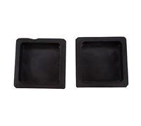 Uanratg 100mm x 100mm Plastic Ribbed Square End Caps Cover Tube Inserts 2 Pcs