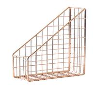 Uanratg Rose Gold Electroplated Iron Book Holder Desktop Shelf File Magazine Book Stand Office Home Stationery Holder