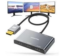 UANTIN DisplayPort Splitter for 3 Monitors Extended Display | 4K 60Hz Display Port 1 in 3 Out, DP to Three DP MST Hub Adapter for PC, NVIDIA, AMD