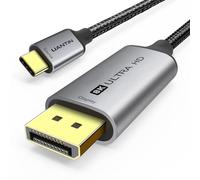 UANTIN USB C to DisplayPort 1.4 Cable 6FT | 8K@60Hz 4K@240Hz, Thunderbolt 5/4/3 to Display Port Cord High-Speed USBC to DP Cable 32.4Gbps for MacBook Pro/Air, iPhone 15/16 Series, XPS, Surface