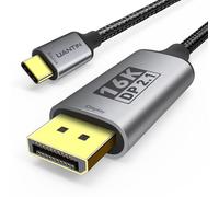 UANTIN USB-C to DisplayPort 2.1 Cable | 16K@30Hz 8K@120Hz 4K@240Hz 40Gbps Type C to Display Port Cord [Thunderbolt 3/4/5 Compatible] DP Cable for iPhone 16/15,Galaxy S24,MacBook Pro/Air,iPad - 6FT