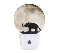 Uanvaha - African Animal Night Light, Elephant on Full Moon Night Lights, Plug to Wall, 0.5W LED Lights, Auto On/Off for Hallway, Stair, Kitchen,