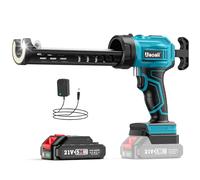 Uaoaii Electric Caulking Gun Compatible with Makita 18V-Battery, 21V 10oz/300ml Cordless Caulk Gun with 2.0Ah Battery, LED Light, 4 Adjustable Speeds Drip-Free Sealant Gun for Filling, Sealing (Blue)