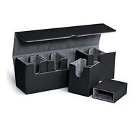 UAONO 5 in 1 Card Deck Case - Holds 900+ Unsleeved Cards, Strong Magnet Organizer - MTG, Yugioh, Magic Commander TCG CCG (Black)
