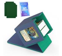 UAONO Card Deck Box for MTG Commander, Independent Commander Display, Fits 100 Double-Sleeved Cards, Magnetic Deck Case for Magic the Gathering TCG, 2 Dividers & 1 Top Loader (Blue/Green)