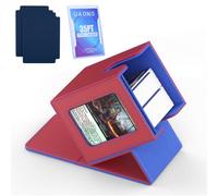 UAONO Card Deck Box for MTG Commander, Independent Commander Display, Fits 100 Double-Sleeved Cards, Magnetic Deck Case for Magic the Gathering TCG, 2 Dividers & 1 Top Loader (Red/Blue)